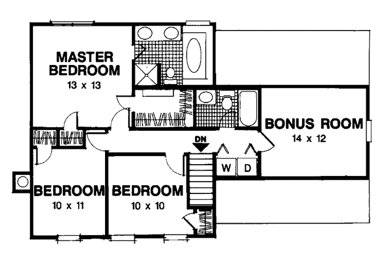Architectural House Design - Floor Plan - Upper Floor for Classical House Plan #56-652 - 3 bed, 2.5 bath
