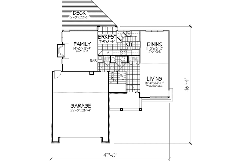 Home Plan - Floor Plan - Main Floor for Country House Plan #320-1145 - 3 bed, 2.5 bath
