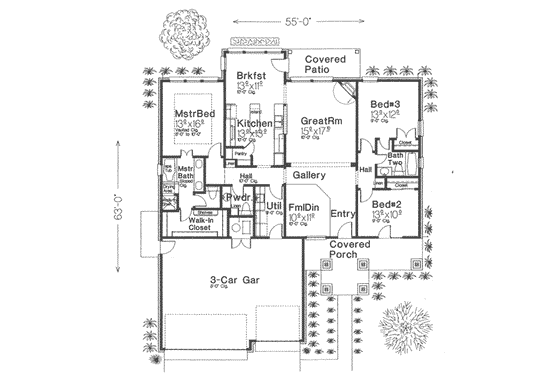 Floor Plan - Main Floor for Traditional House Plan #310-301 - 3 bed, 2.5 bath