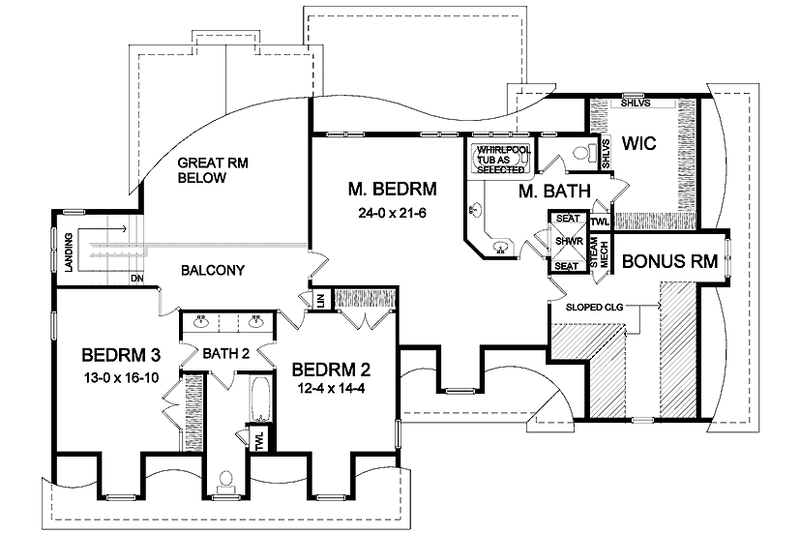 Dream House Plan - Floor Plan - Upper Floor for Colonial House Plan #328-429 - 3 bed, 2.5 bath