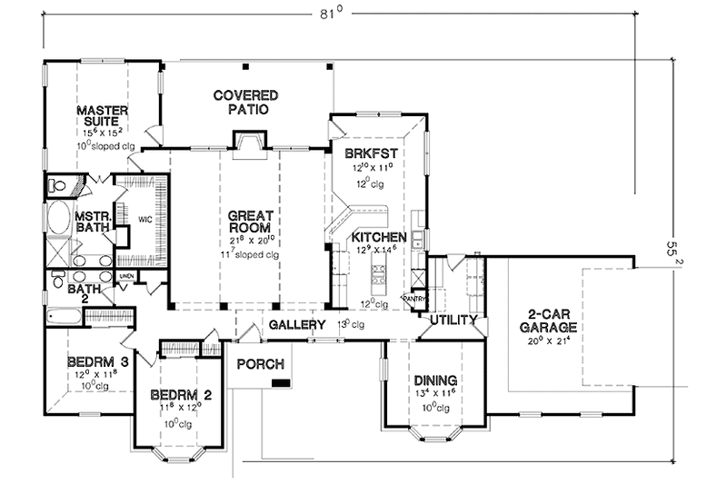 Dream House Plan - Floor Plan - Main Floor for Country House Plan #472-377 - 3 bed, 2 bath