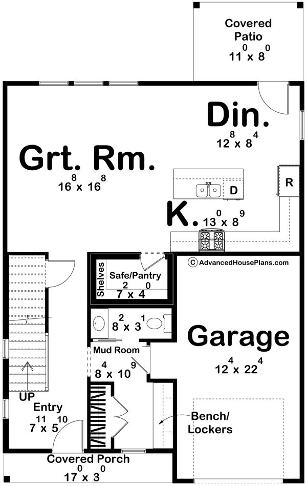 House Blueprint - Farmhouse Floor Plan - Main Floor Plan #455-599