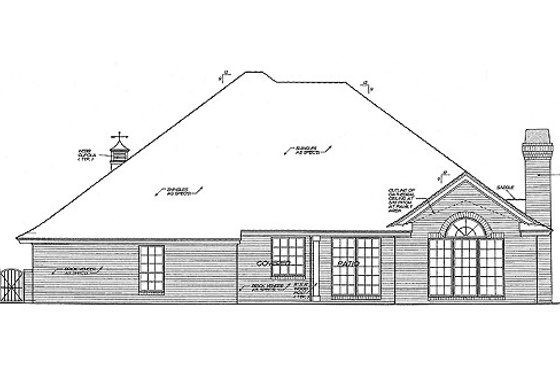 Exterior - Rear Elevation for European House Plan #310-882 - 4 bed, 2.5 bath