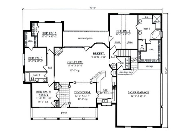 Home Plan - Southern Floor Plan - Main Floor Plan #42-395