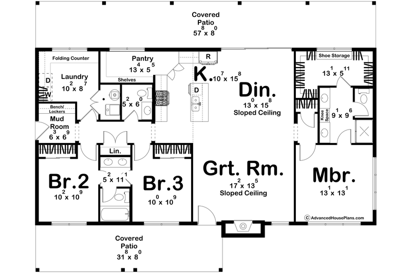 House Blueprint - Floor Plan - Main Floor for Modern House Plan #455-470 - 3 bed, 2.5 bath