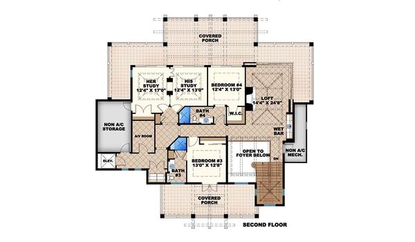 Country Floor Plan - Upper Floor Plan #27-487