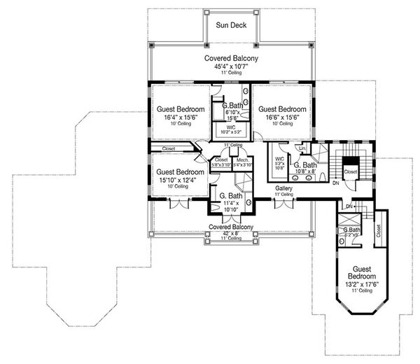 Home Plan - Beach Floor Plan - Upper Floor Plan #938-102