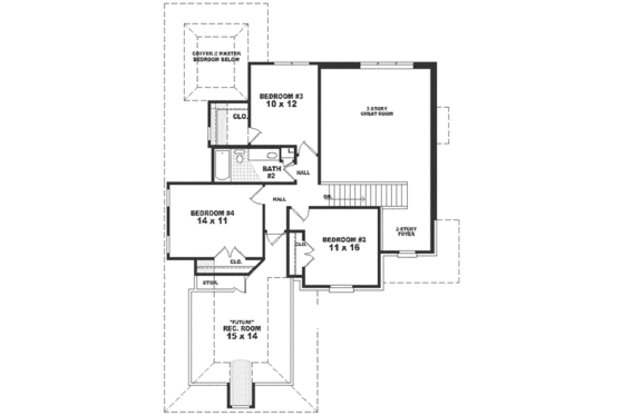 Floor Plan - Upper Floor for European House Plan #81-504 - 4 bed, 2.5 bath