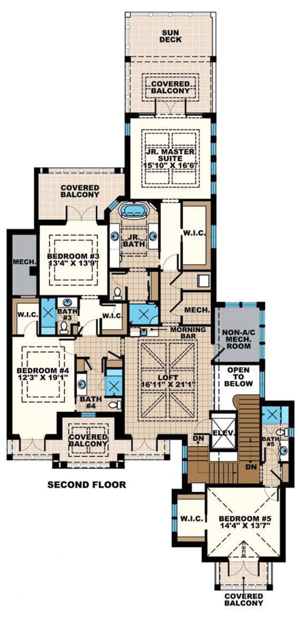 Dream House Plan - Beach Floor Plan - Upper Floor Plan #27-541