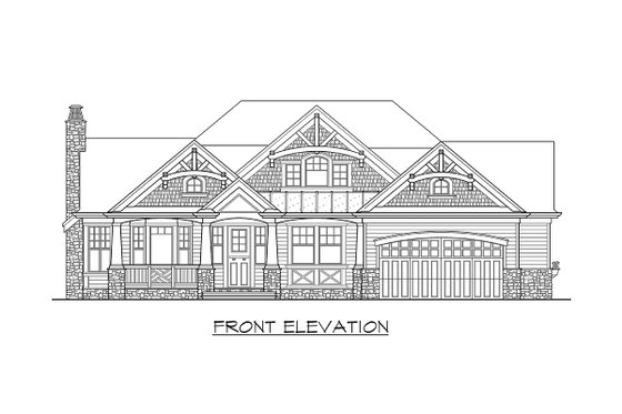 Exterior - Front Elevation 4 for Craftsman House Plan #132-232 - 3 bed, 2 bath