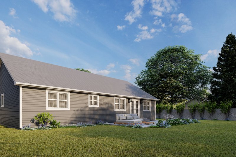 Dream House Plan - Exterior - Rear Elevation 1 for Ranch House Plan #1060-14 - 3 bed, 2 bath