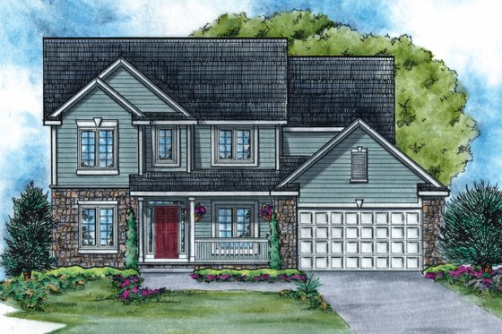 Exterior - Front Elevation 6 for Traditional House Plan #20-2090 - 4 bed, 2.5 bath