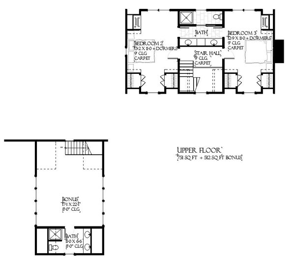 Farmhouse Floor Plan - Upper Floor Plan #901-158