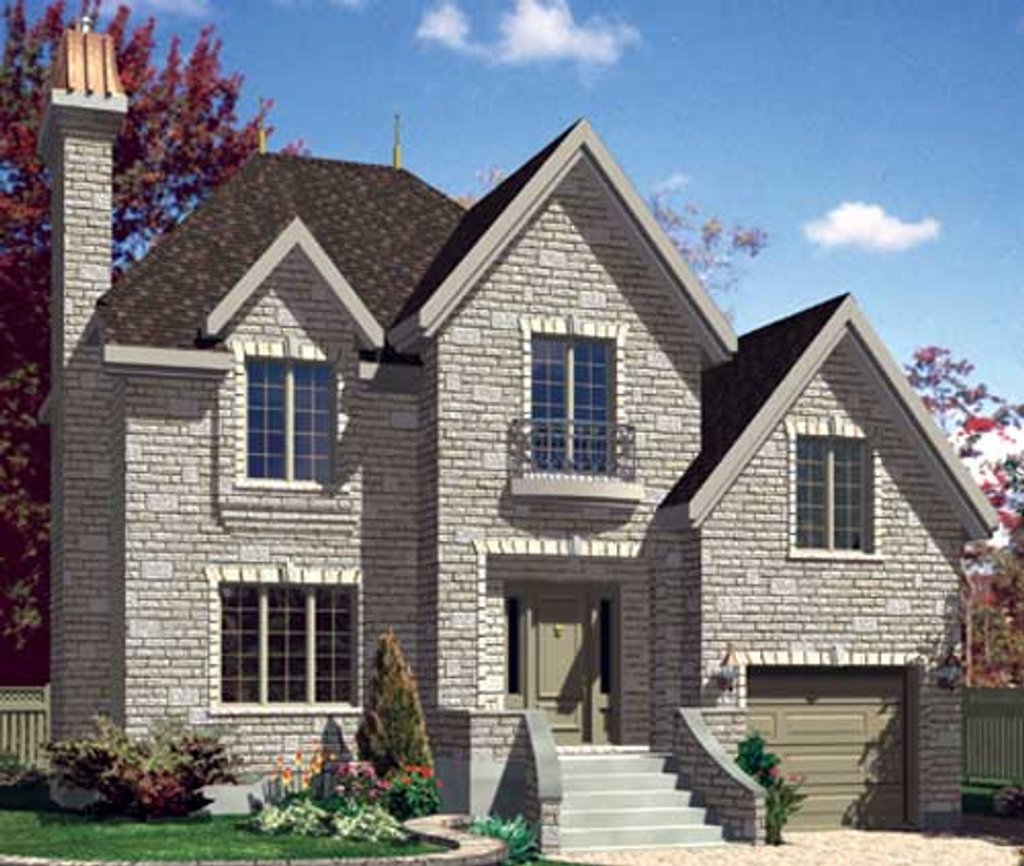 Exterior - Front Elevation 2 for European House Plan #138-295 - 3 bed, 1.5 bath