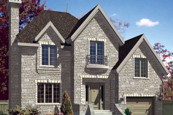Exterior - Front Elevation for European House Plan #138-295 - 3 bed, 1.5 bath