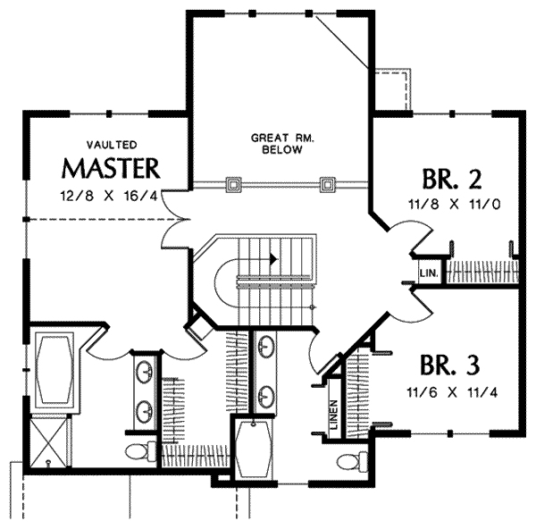 House Plan Design - Traditional Floor Plan - Upper Floor Plan #48-208