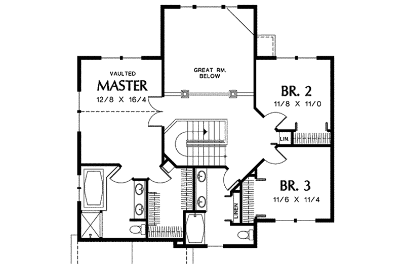 Home Plan - Floor Plan - Upper Floor for Traditional House Plan #48-208 - 3 bed, 2.5 bath