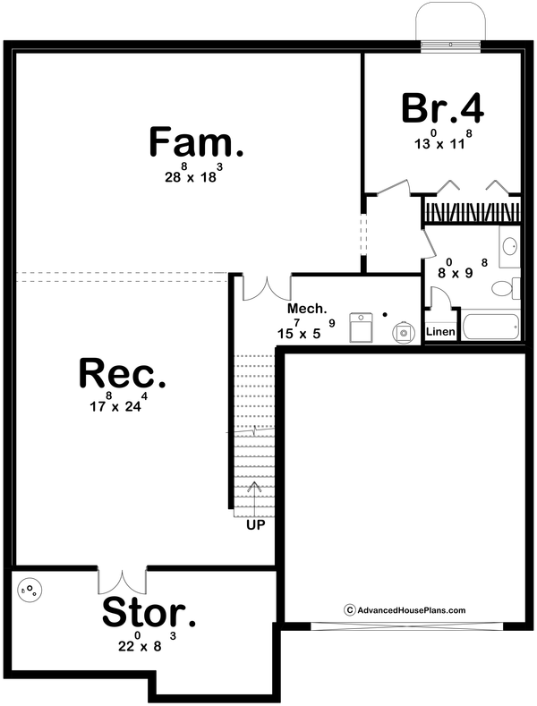 Farmhouse Floor Plan - Lower Floor Plan #455-596