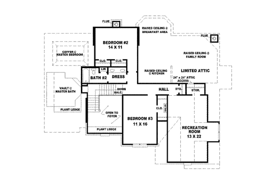 Floor Plan - Upper Floor for European House Plan #81-1008 - 3 bed, 2.5 bath