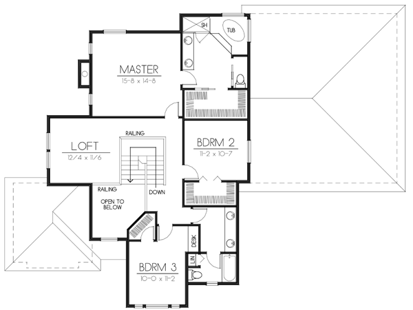 Traditional Floor Plan - Upper Floor Plan #100-432