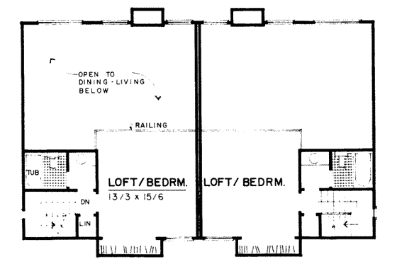Floor Plan - Upper Floor for Modern House Plan #303-216 - 2 bed, 1.5 bath