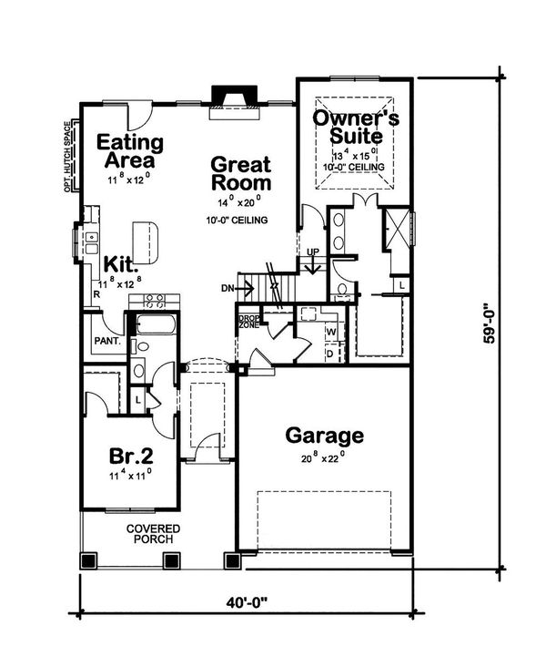 Architectural House Design - Craftsman Floor Plan - Main Floor Plan #20-2415