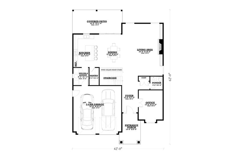 Home Plan - Floor Plan - Main Floor for Farmhouse House Plan #1112-4 - 4 bed, 4 bath