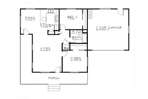 Floor Plan - Main Floor for Cottage House Plan #515-46 - 2 bed, 1 bath