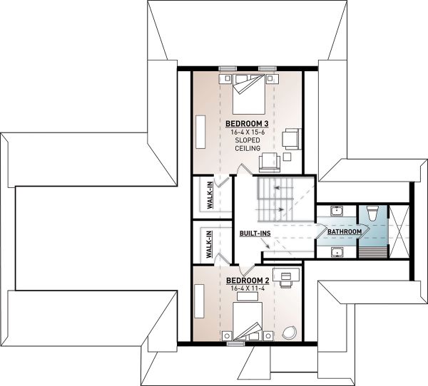 Craftsman Floor Plan - Upper Floor Plan #23-2709