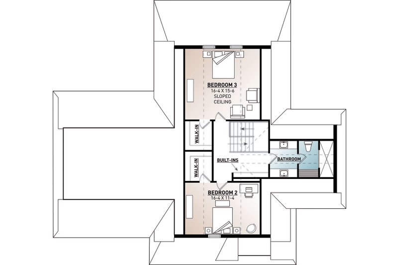 House Design - Floor Plan - Upper Floor for Craftsman House Plan #23-2709 - 3 bed, 2.5 bath