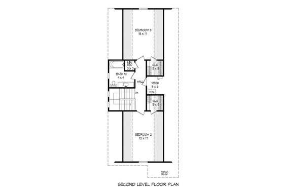 Floor Plan - Upper Floor for Cabin House Plan #932-19 - 3 bed, 2 bath