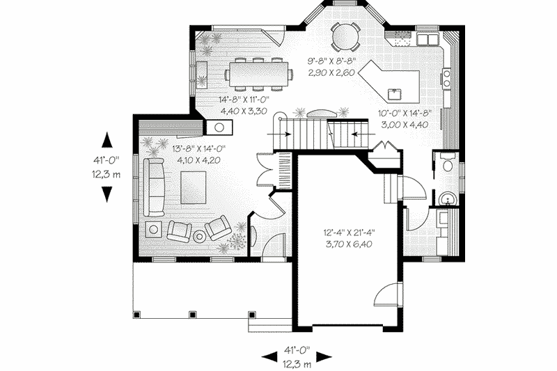 Dream House Plan - Floor Plan - Main Floor for European House Plan #23-541 - 3 bed, 1.5 bath