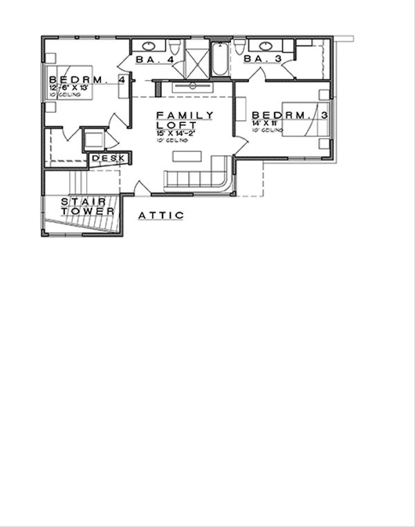 Architectural House Design - Contemporary Floor Plan - Upper Floor Plan #935-14