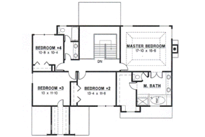 Floor Plan - Upper Floor for Traditional House Plan #67-513 - 4 bed, 2.5 bath