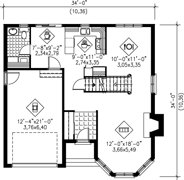 European Floor Plan - Main Floor Plan #25-218
