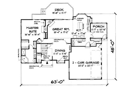 Floor Plan - Main Floor for Traditional House Plan #75-117 - 3 bed, 2.5 bath