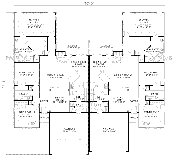 Architectural House Design - Mediterranean Floor Plan - Main Floor Plan #17-1073