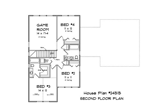 Floor Plan - Upper Floor for Farmhouse House Plan #513-2308 - 4 bed, 3.5 bath