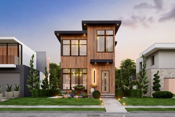 Exterior - Front Elevation 3 for Contemporary House Plan #54-675 - 3 bed, 2 bath