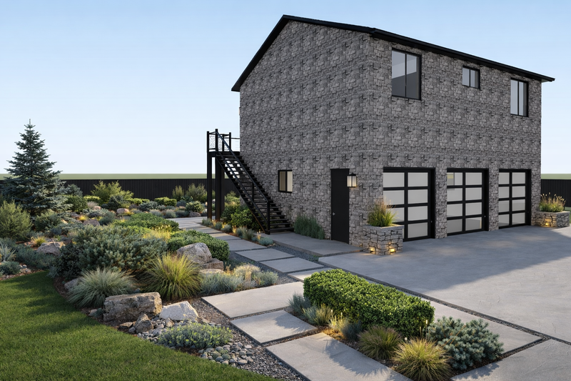 House Blueprint - Exterior - Rear Elevation 2 for Barndominium House Plan #1060-482 - 2 bed, 1.5 bath