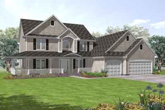 Exterior - Front Elevation for Country House Plan #50-259 - 5 bed, 4 bath