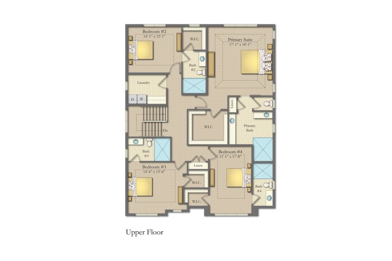 Architectural House Design - Floor Plan - Upper Floor for Craftsman House Plan #1057-45 - 4 bed, 4.5 bath