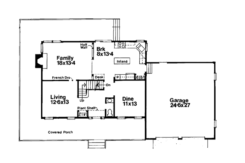 Home Plan - Floor Plan - Main Floor for Prairie House Plan #300-140 - 3 bed, 2.5 bath