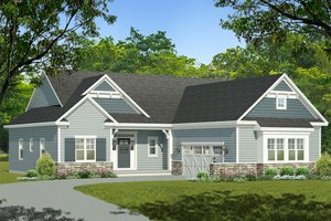 Home Plan - Exterior - Front Elevation for Ranch House Plan #1010-200 - 3 bed, 2 bath