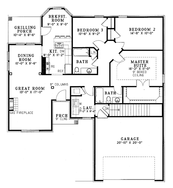 House Plan Design - Ranch Floor Plan - Main Floor Plan #17-3192