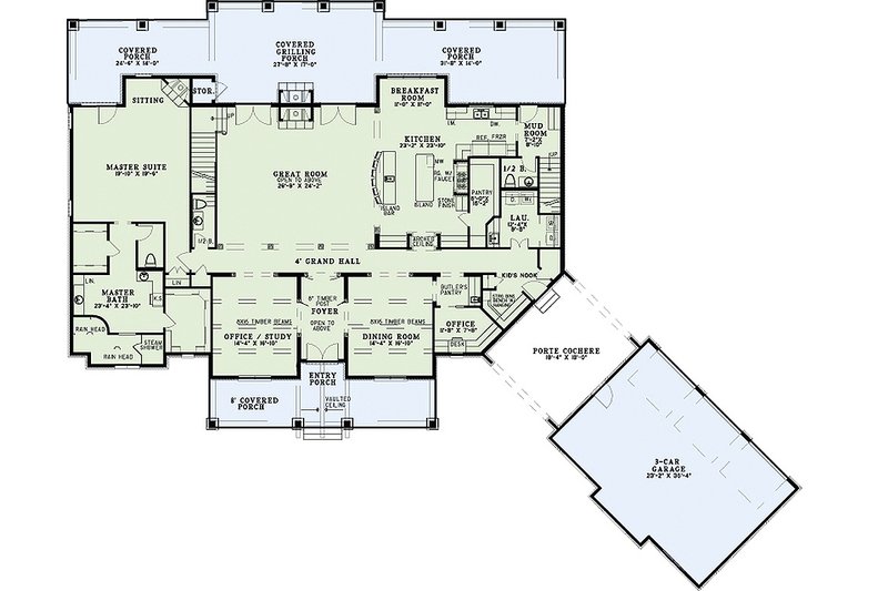Dream House Plan - Floor Plan - Main Floor for European House Plan #17-2538 - 6 bed, 7.5 bath