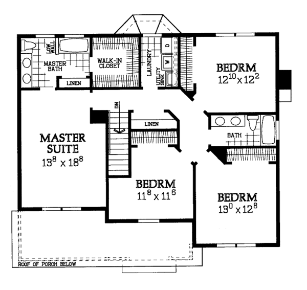 House Blueprint - Country Floor Plan - Upper Floor Plan #72-1047