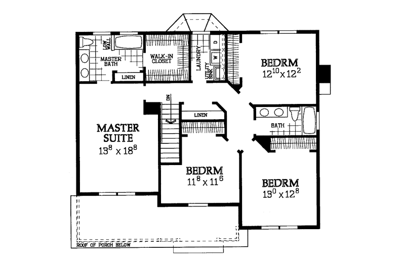 Home Plan - Floor Plan - Upper Floor for Country House Plan #72-1047 - 4 bed, 2.5 bath