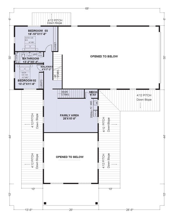 Barndominium Floor Plan - Upper Floor Plan #1107-29