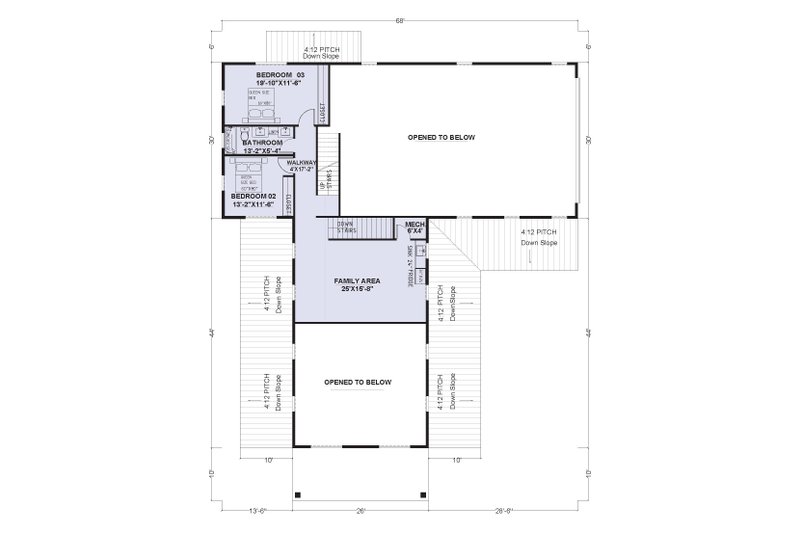 Home Plan - Floor Plan - Upper Floor for Barndominium House Plan #1107-29 - 4 bed, 3 bath